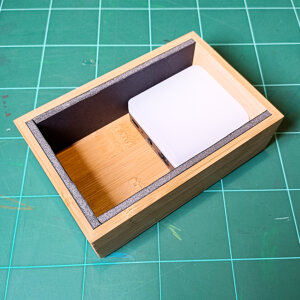 Light source in wooden box